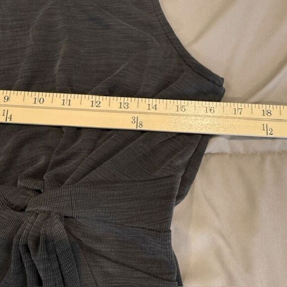 Nicole Miller Ribbed Knit Stretch Side Knot Dress in Charcoal Gray Size Medium - Picture 6 of 9